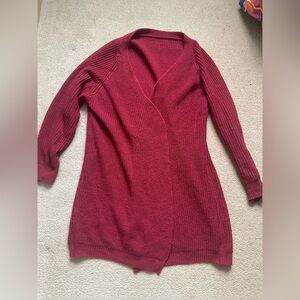 SHEIN Deep Red Women's Cardigan Sweater